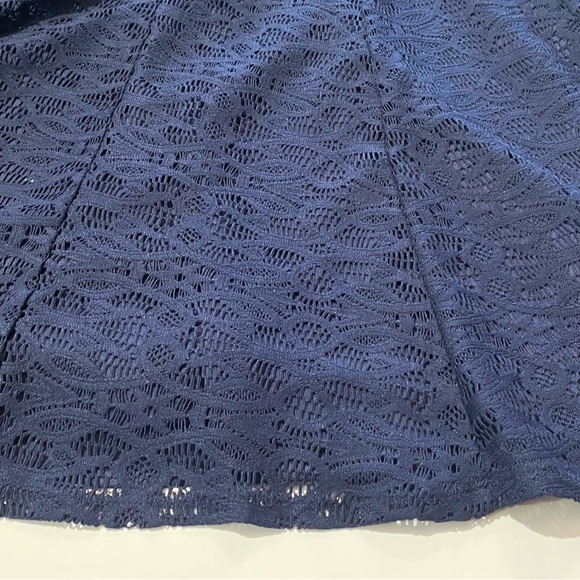 Tiana B. Sleeveless Pleated Lace A Line Navy Blue Mini Dress Women's Size 10 - Picture 7 of 16